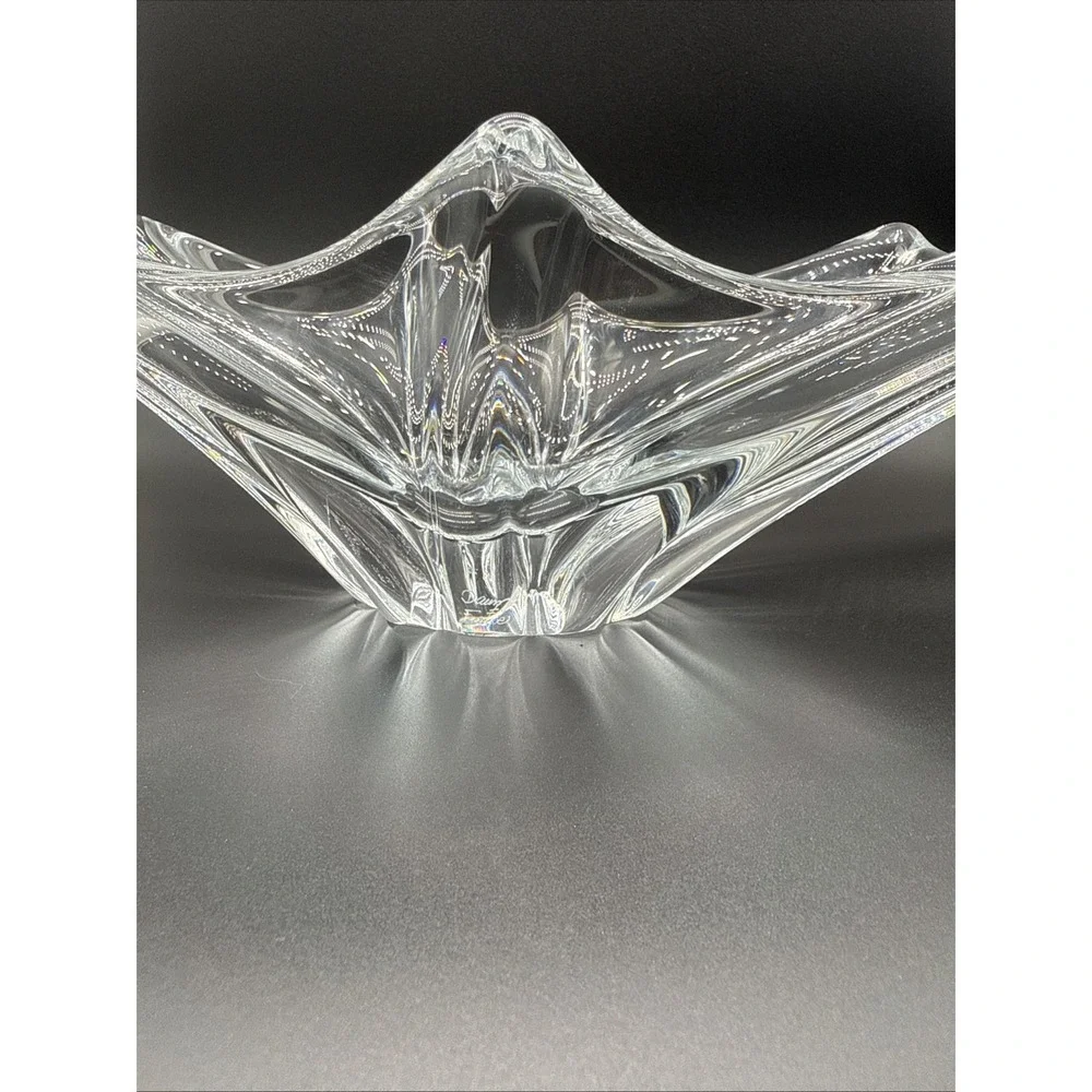 Daum France Sculptural Centerpiece Crystal Vase Signed